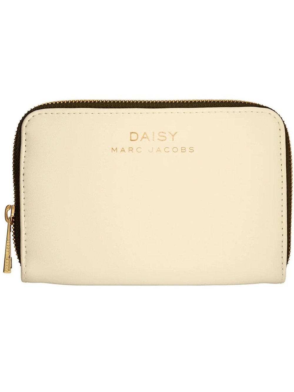 Marc Jacobs Cream Daisy Zip-Around Wallet with Gold Logo.
